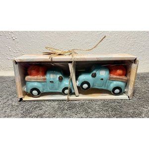 Fall Autumn Salt & Pepper Shakers Pick-Up Truck‎ Pumpkins New NIB Harvest Home